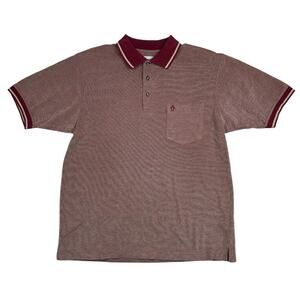 Munsingwear Original Penguin Polo Shirt Mens Large Burgundy Striped Retro Golf